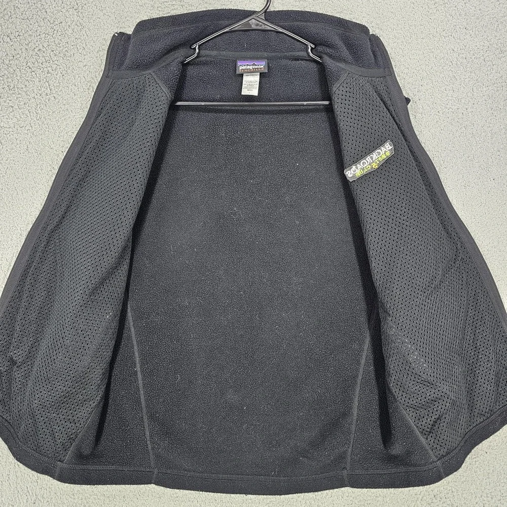 Patagonia Synchilla Vest Mens Large Black Fleece Full Zip Backroads Logo Outdoor